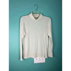 L.L. Bean Women’s 100% Silk Mock Neck Long Sleeve Top White Size Small S-REG